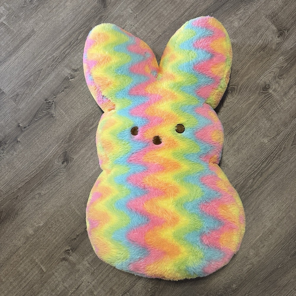 Jumbo Peeps Easter Bunny Plush Rainbow Tie Dye 37"Inch Big Giant Stuffed Pillow